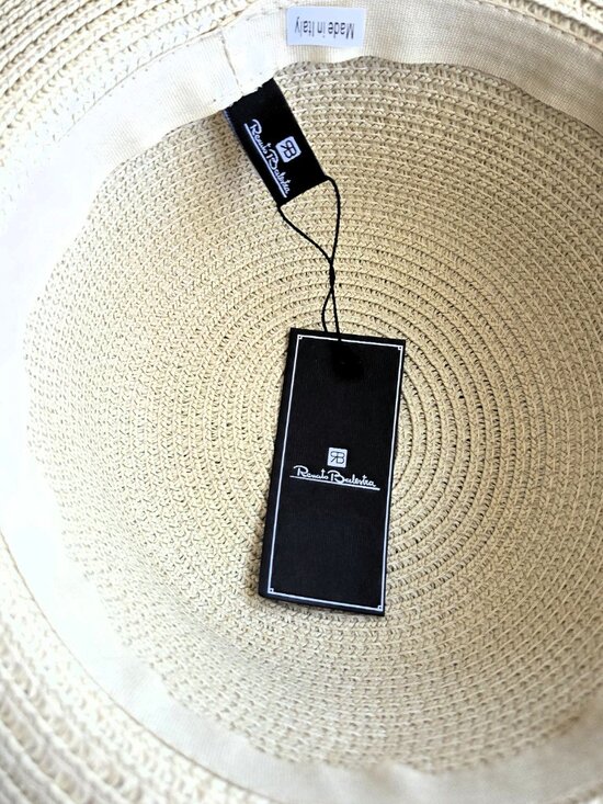 Renato Balestra - Italy - Straw Visor Summer Hat Embellished with Pearls NEW main image 8